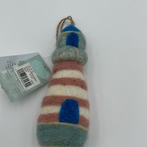 Snowflakes and Seashells Lighthouse Christmas Ornament